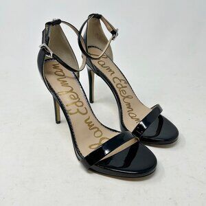Sam Edelman Women’s Shoes sz 8 ½ Ariella Faux Black Patent Ankle Strap Stiletto